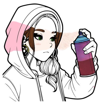 a realistic girl, spray painting