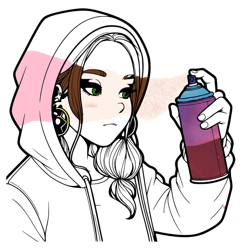 a realistic girl, spray painting