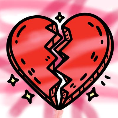 split in half heart