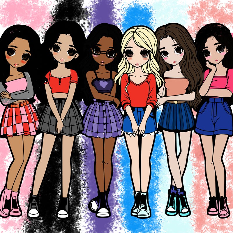 a group of girls realistic