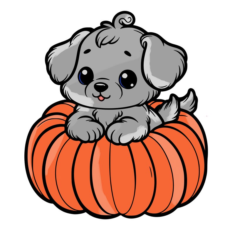 cute little puppy in a pumpkin