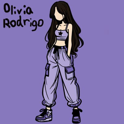 girl in baggy pants crop top and long hair