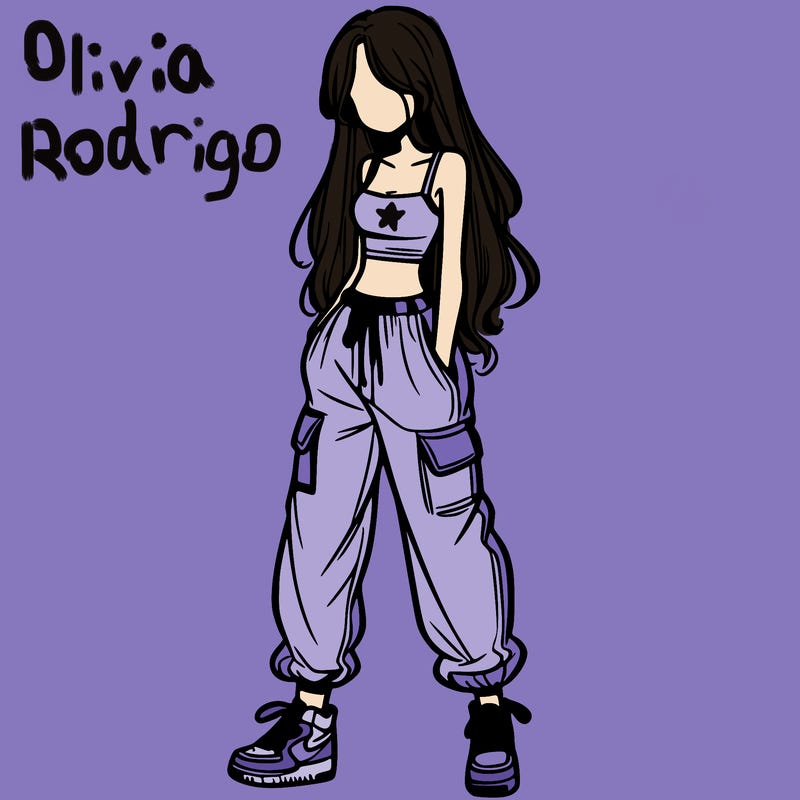 girl in baggy pants crop top and long hair