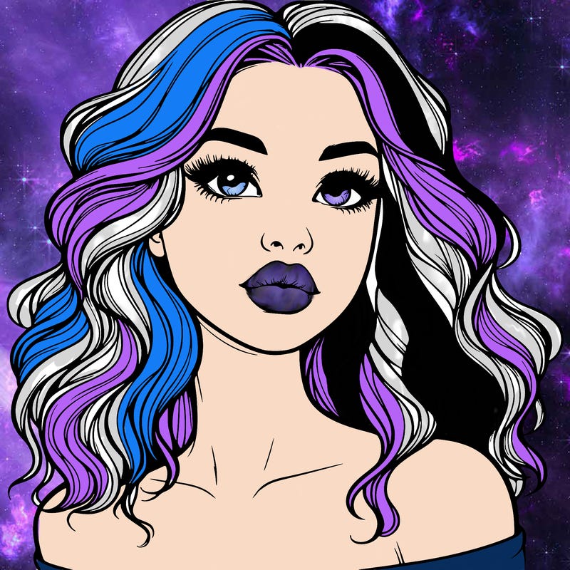 realistic girl with wavy hair and lips