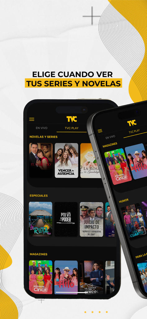Televicentro app interface showing a catalog of Honduran series and novelas available on demand