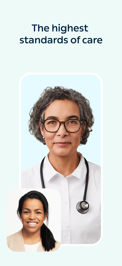 Une interface d'appel vidéo sur l'application Livi entre un médecin professionnel et un patient souriant.