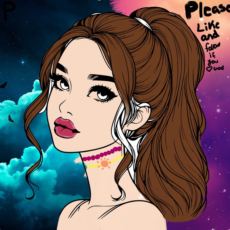 realistic girl with a ponytail on her hair and lips