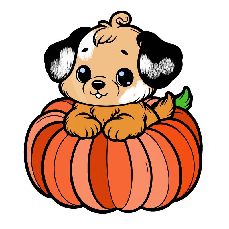 cute little puppy in a pumpkin