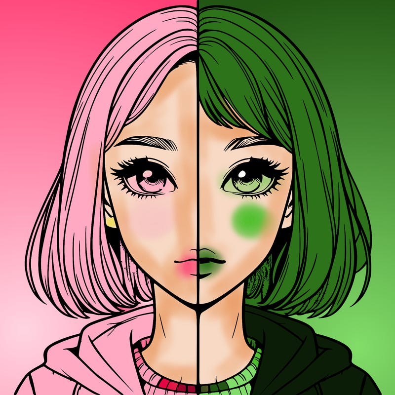 split realistic girl