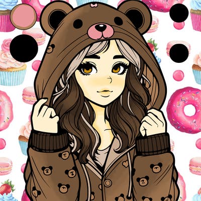 realistic girl in a animal pjs hoodie