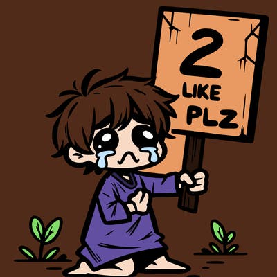 small poor toddler crying with sign that says 2 like plz