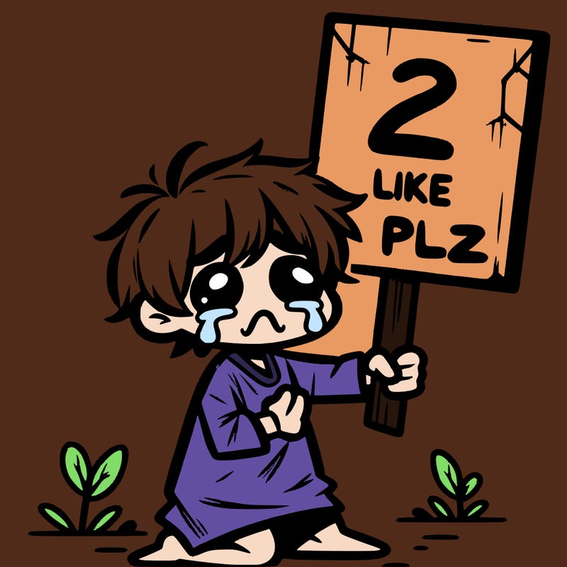 small poor toddler crying with sign that says 2 like plz