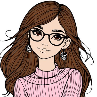 realistic girl with glasses