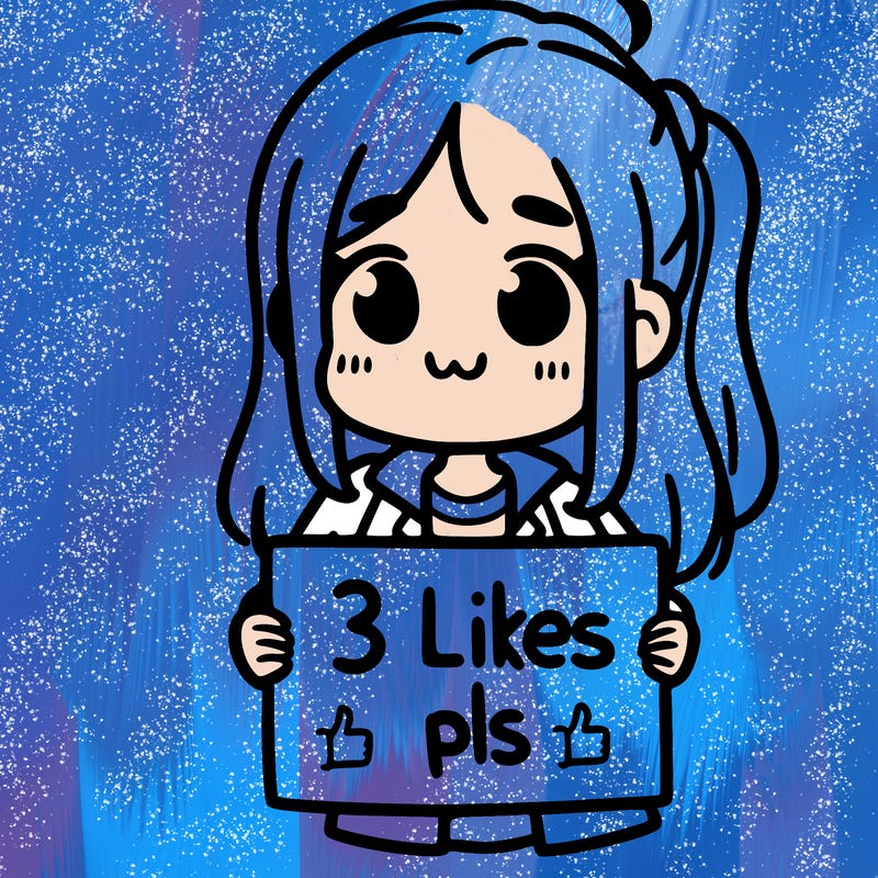 girl holding sign saying 3 likes pls