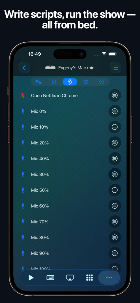 Remote, Mouse & Keyboard - Automation script interface for controlling a Mac mini remotely with an iPhone