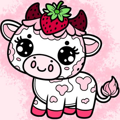 strawberry cows, cute