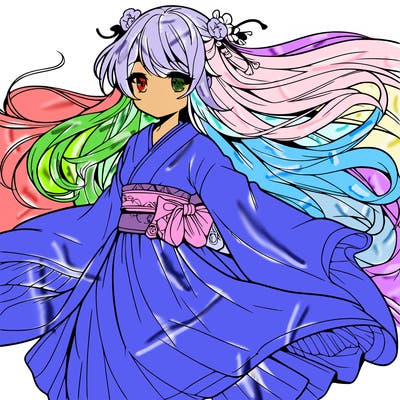 manga character with flowing dress in the wind