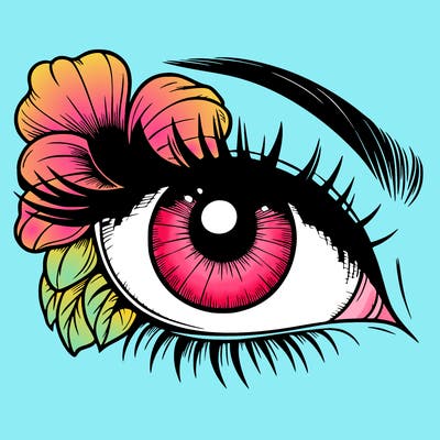 realistic eye with flower