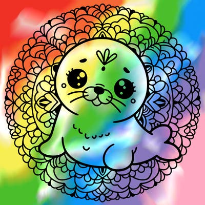 a cute baby seal mandala