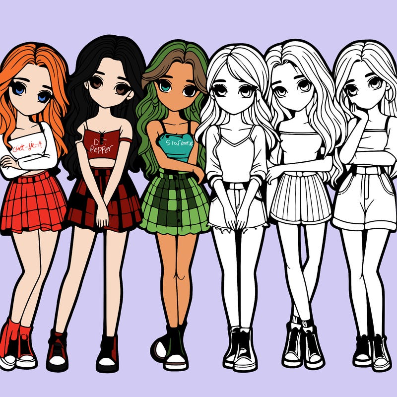 a group of girls realistic