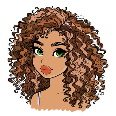 girl with curly hair realistic