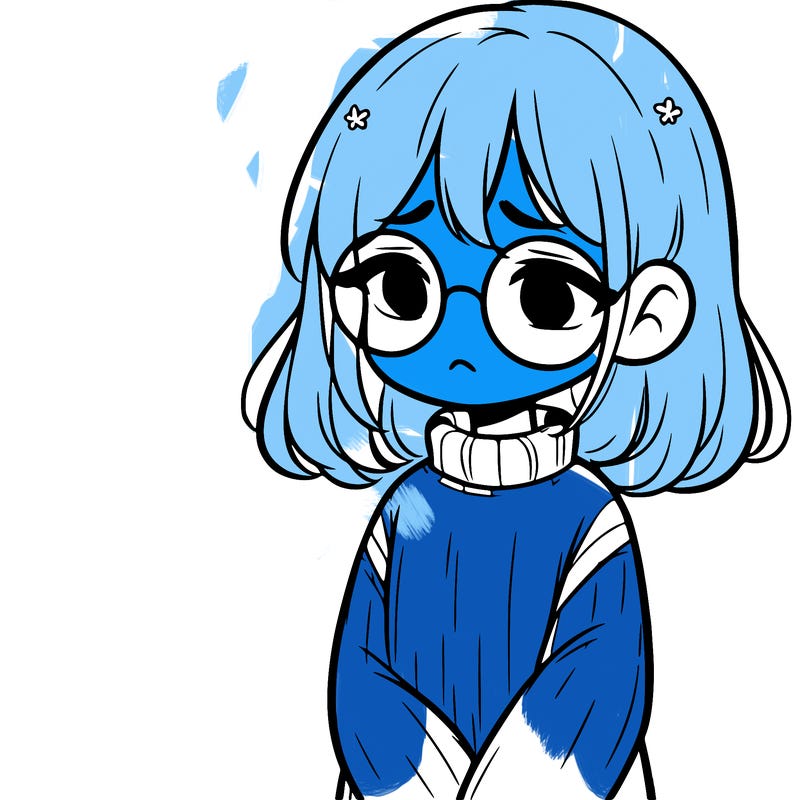 sad girl with glasses in a sweater