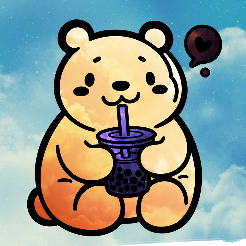 bear drinking boba tea