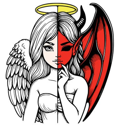 realistic angel half demon