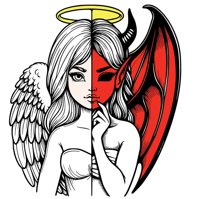 realistic angel half demon