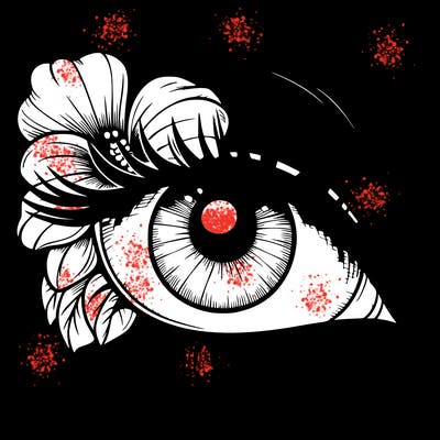 realistic eye with flower