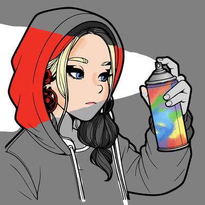 a realistic girl, spray painting