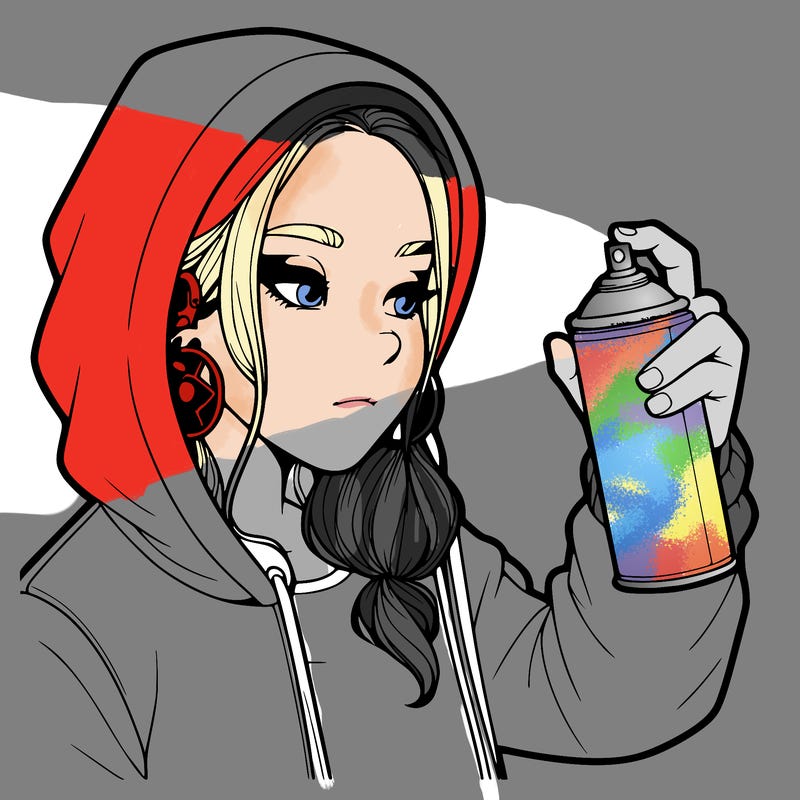 a realistic girl, spray painting
