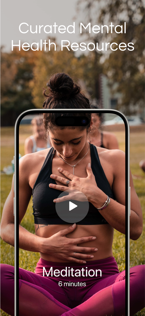 Sculpt You: Women's Fitness - A woman practicing a guided meditation using the Sculpt You app curated mental health resources.