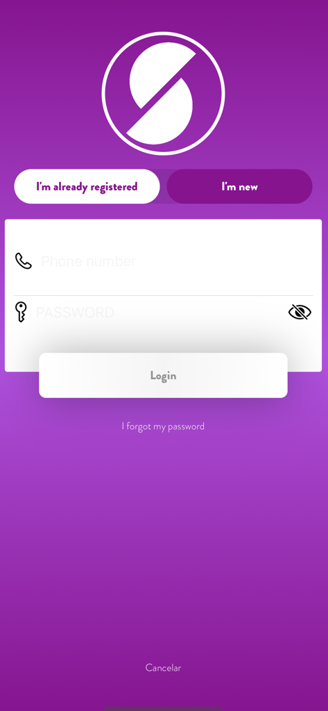 Socia - Socia app login screen with fields for phone number and password.