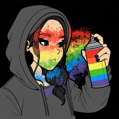 a realistic girl, spray painting