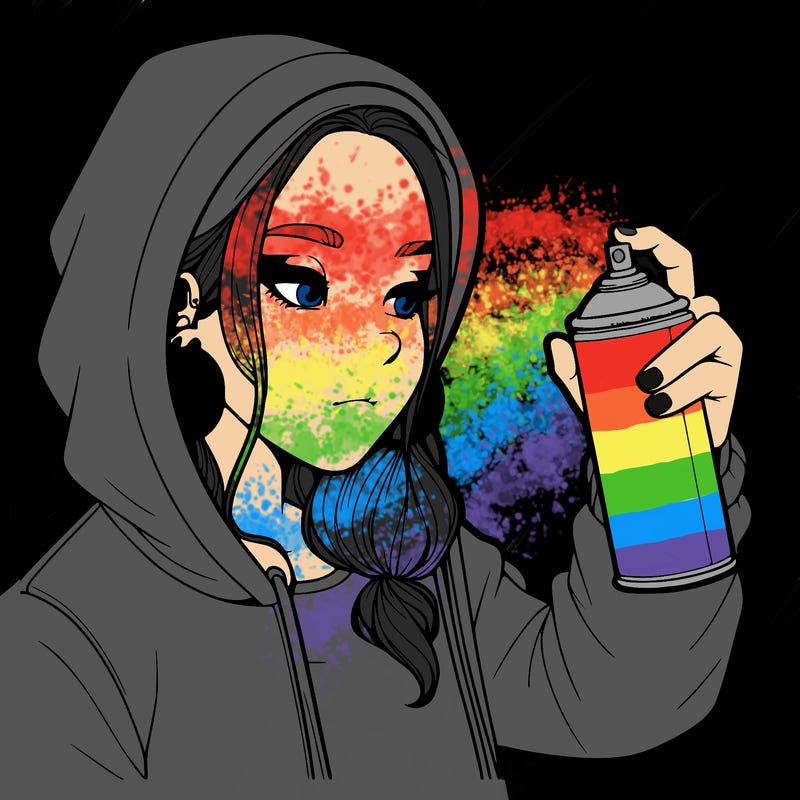 a realistic girl, spray painting