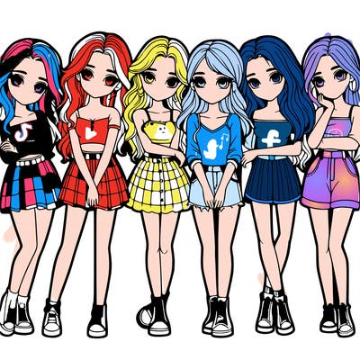 a group of girls realistic