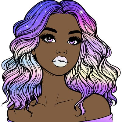 realistic girl with wavy hair and lips