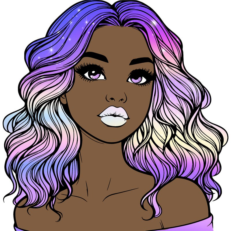 realistic girl with wavy hair and lips