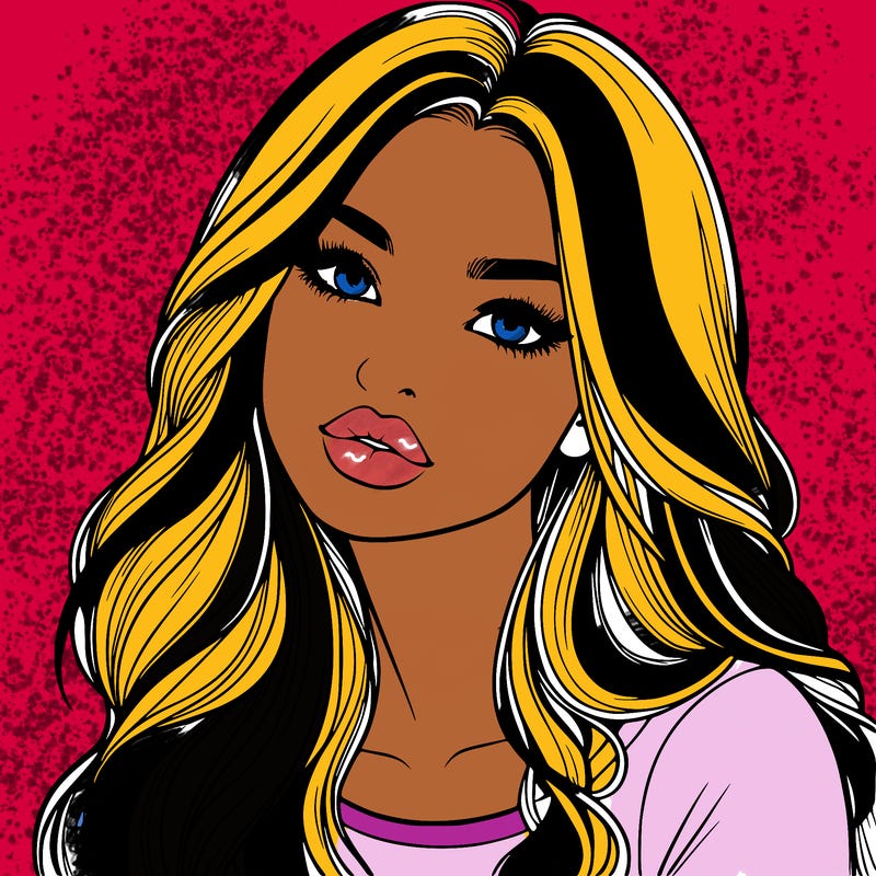 realistic girl with hair on her hair and lips