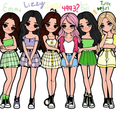a group of girls realistic