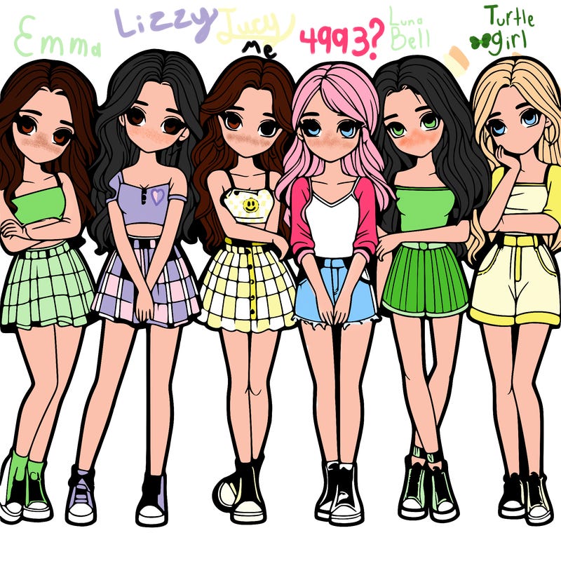 a group of girls realistic