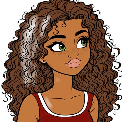 realistic girl with curly hair
