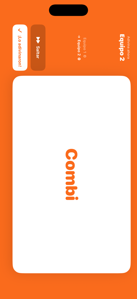 Adivina Pe - Adivina Pe Mobile Game-Oberfläche, die das peruanische Slang-Wort Combi für ein Ratespiel anzeigt.