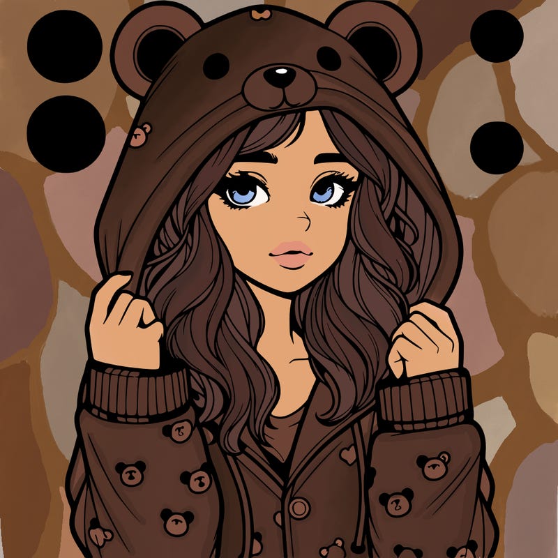 realistic girl in a animal pjs hoodie