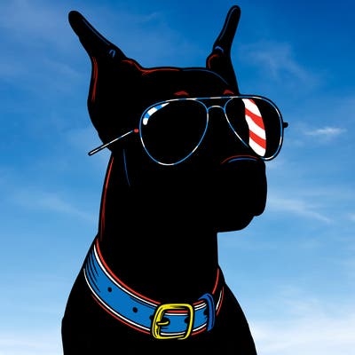 a realistic doberman pinsher with aviator glasses on