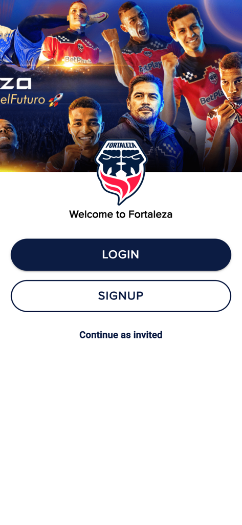 Fortaleza - Login and signup screen of the Fortaleza CEIF official fan app
