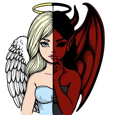 realistic angel half demon