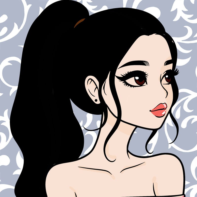 a beautiful and realistic girl with a high pony tail