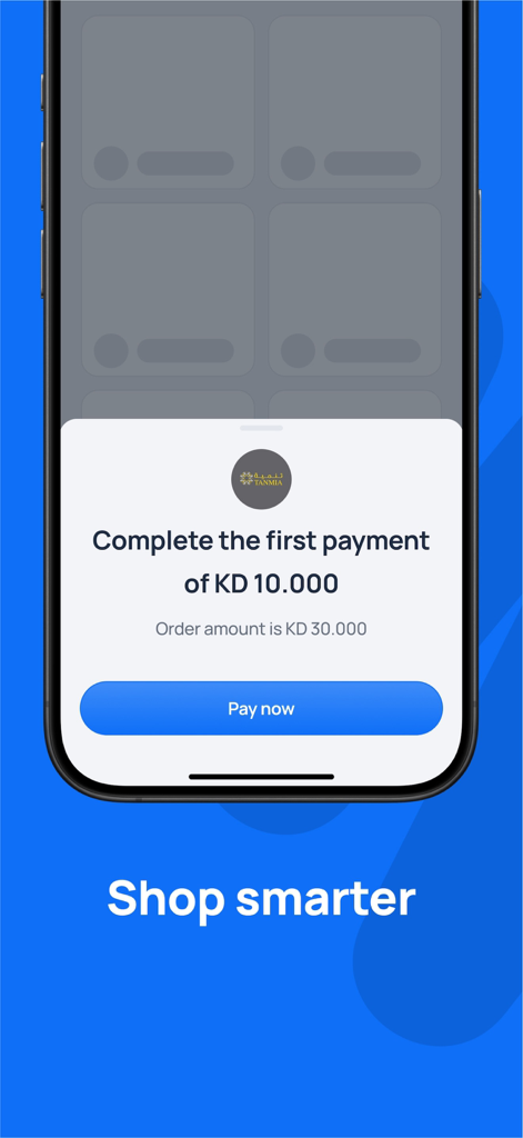 Taly | Split your payments - Interfaccia dell'app Taly che mostra una schermata di checkout per suddividere i pagamenti in rate